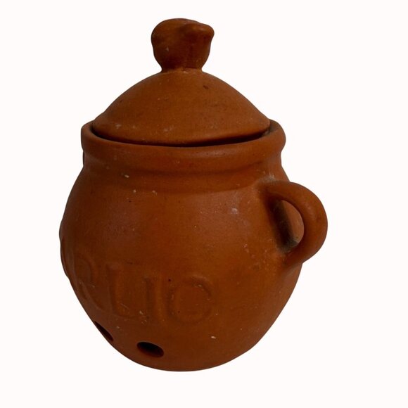 Garlic Keeper Terra Cotta Clay Pot Red Kitchen Gadget Storage Home Decor Cooking - Picture 6 of 13